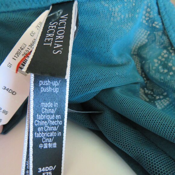 VICTORIA'S SECRET Very Sexy Push Up Corset Bra Green Satin Lace - Size 34DD NWT - Picture 15 of 16
